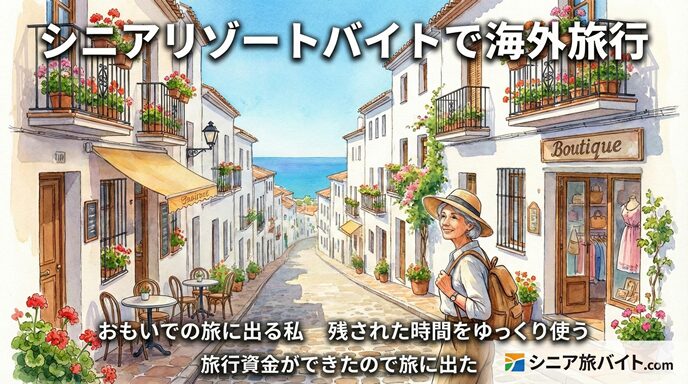 シニアリゾートバイトで海外著効のイラスト画像