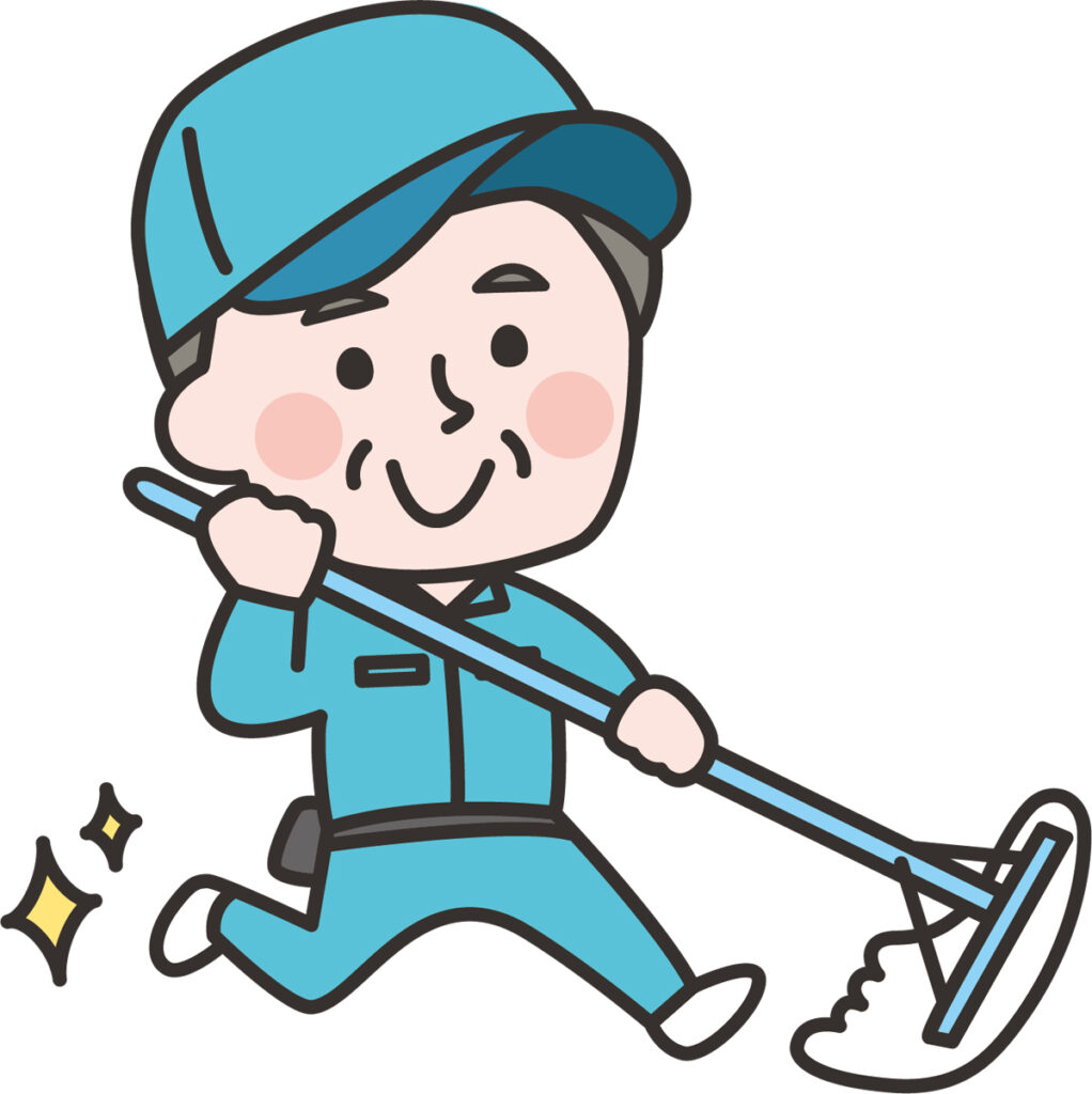 清掃作業中の男性