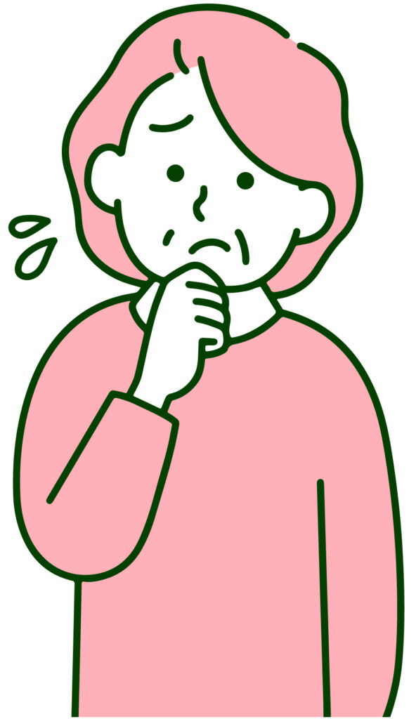 不安そうな女性のイラスト