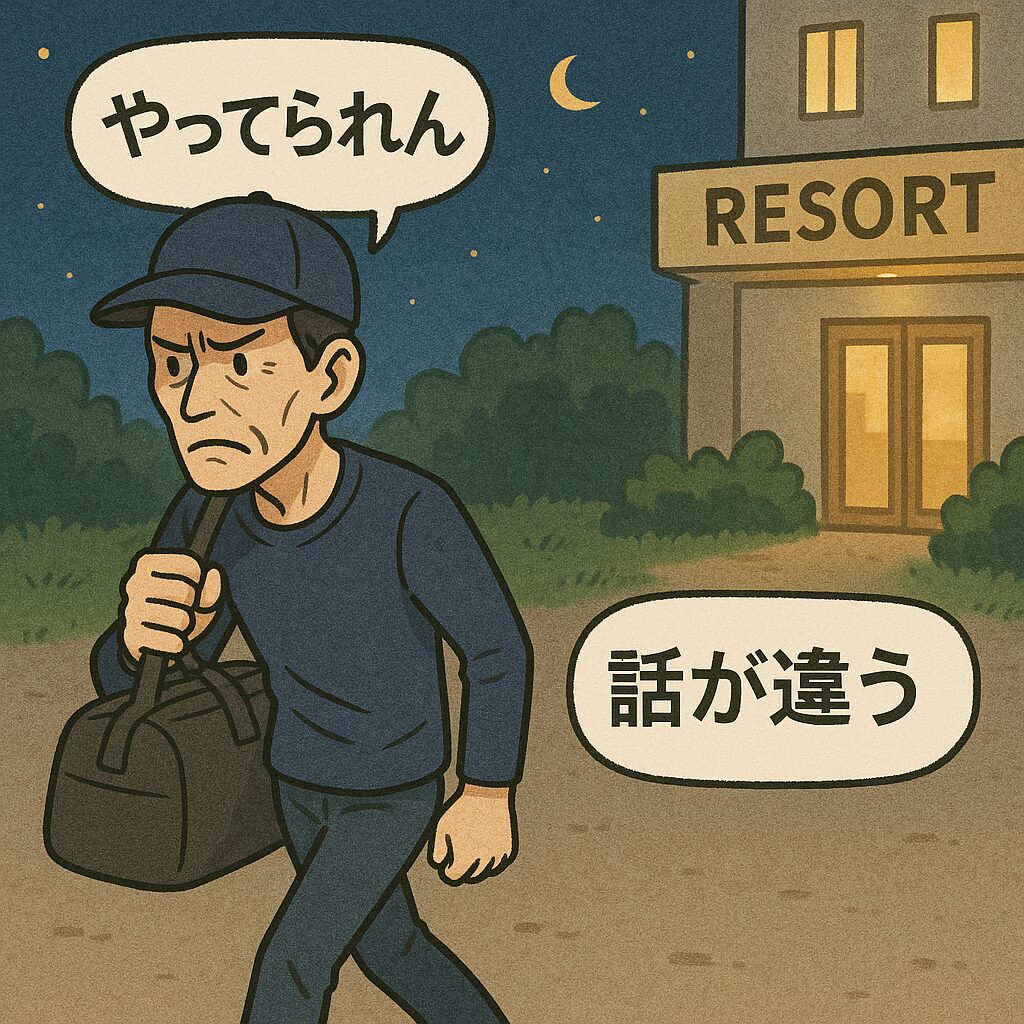 リゾートバイトで話が違うとバックレるシニア