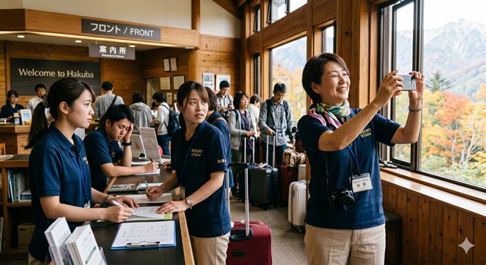 スマホで写真を撮るのに夢中な女性