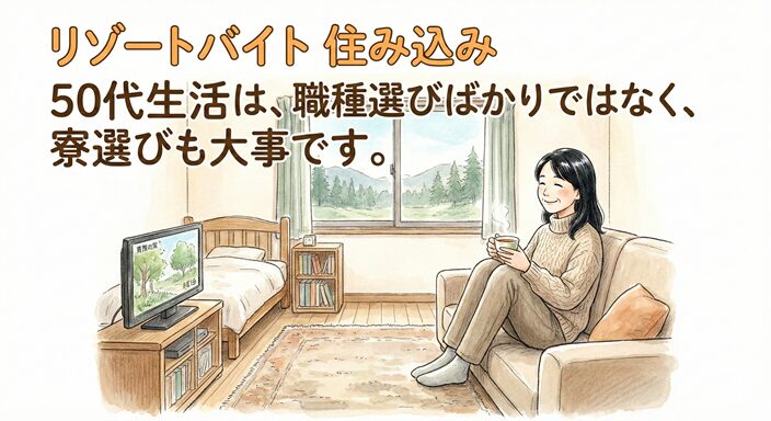 リゾートバイト 住み込み 50代生活のイラスト画像