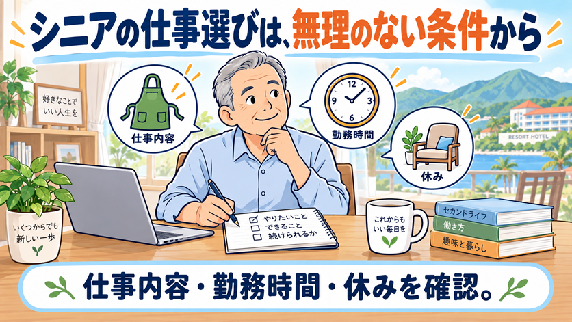 リゾートバイトの採用条件をチェックするシニア